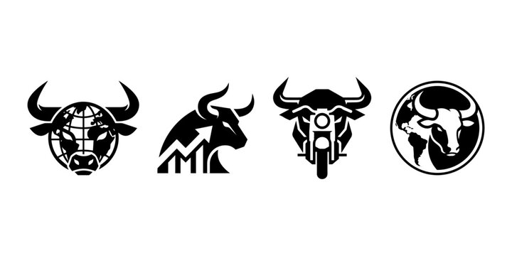 Bull icons set designs