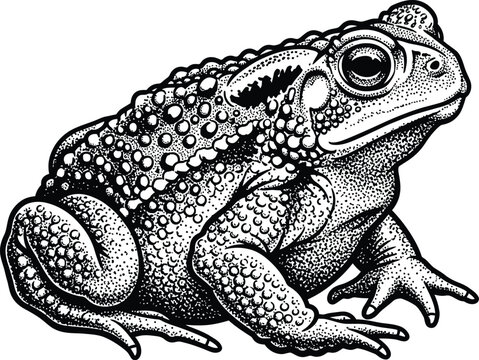 Vintage engraving of a toad a detailed black and white illustration