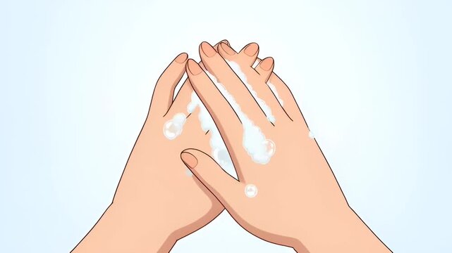 Animated instruction for proper handwashing technique with bar soap