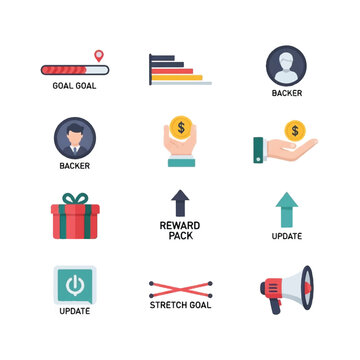 Collection of Business and Finance Icons for Crowdfunding.