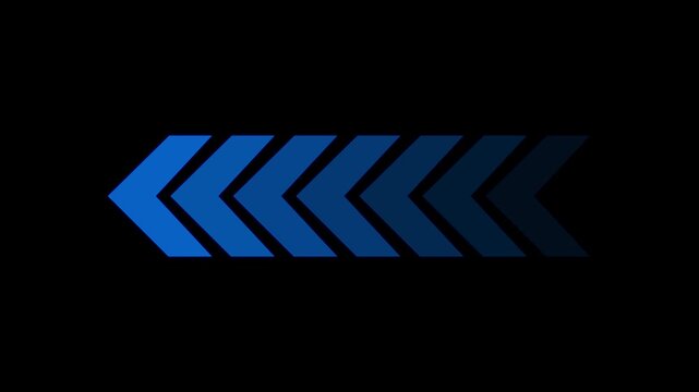 Animated blue arrow progression sequence on black background directional abstract digital concept visual