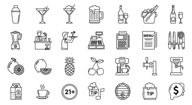 Food and drink icons collection.