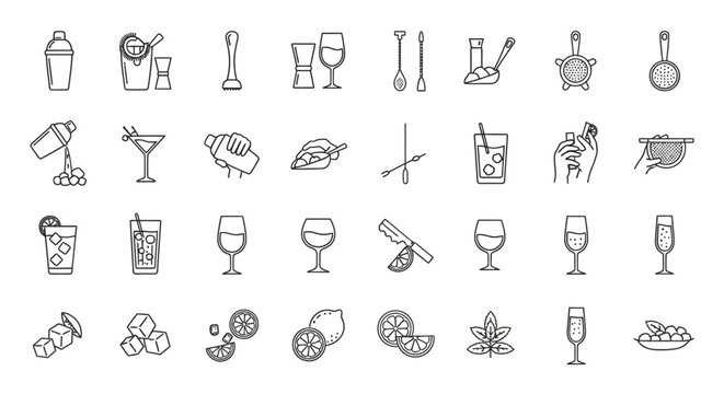 Various Cocktail and Drink Icons.