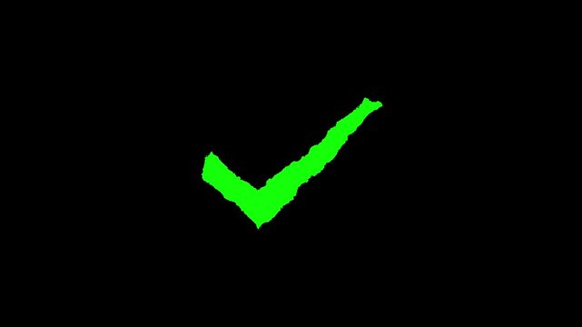Animated Green Check Mark Success Approval Correct Right Yes Okay Tick Graphic Motion Background. Green check mark symbol for success, approval, and confirmation.