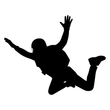 Skydiving Extreme Adventure Parachute Vector Silhouette Illustration Set