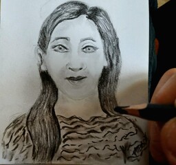 portrait of a woman ,kobieta rysowana ołowkiem © Pablox45