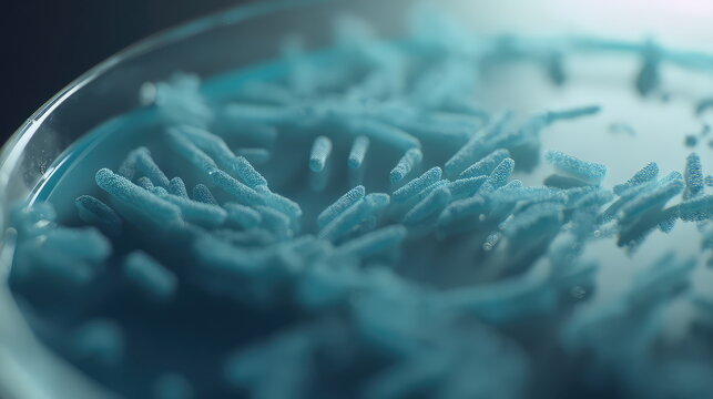 Microbiome bacteria growing in scientific laboratory petri dish