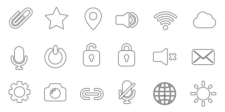 UI UX icon set, user interface and user experience symbols, modern flat design system icons for web mobile apps and dashboards