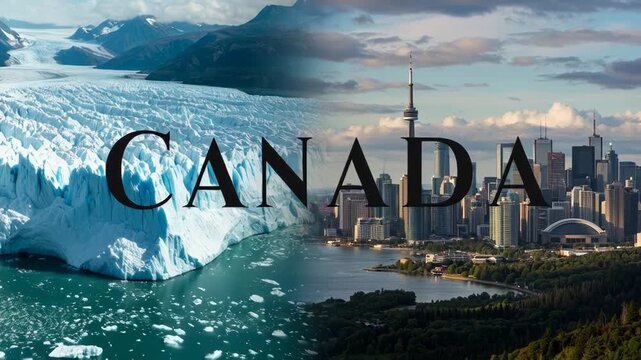 Majestic iceberg surreal scene merging nature and city in canada