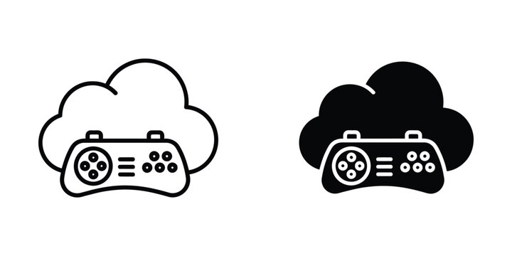 Cloud computing and gaming controller icons in contrasting styles