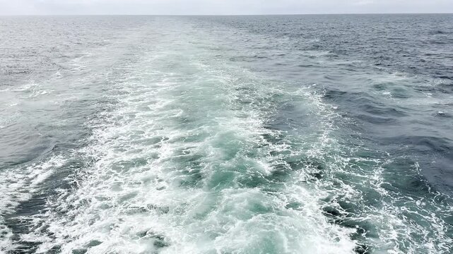 keel jet. way of the ship at the ocean. all passed and left astern. sea surface.