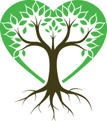 Fototapeta premium Tree roots forming a heart shape illustration