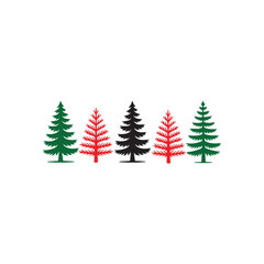 Fototapeta premium Pine Tree Icon Set Vector