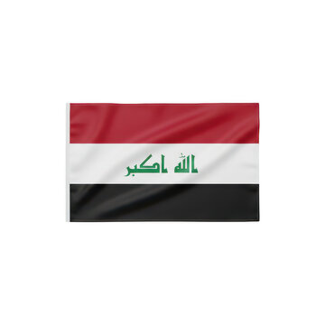 Waving national flag of iraq with takbir script isolated on a transparent background