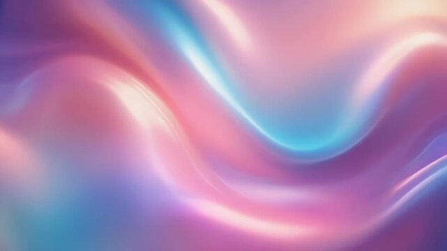 Abstract silky gradient background with flowing wave shapes in pastel pink, purple and cyan, soft glow and smooth blur, futuristic dreamy backdrop for design.