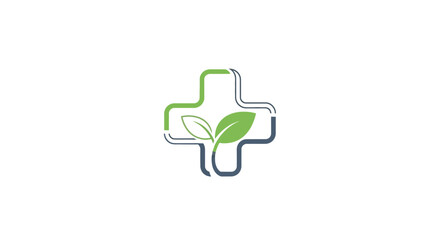 Fototapeta premium A green and blue cross with a leaf.