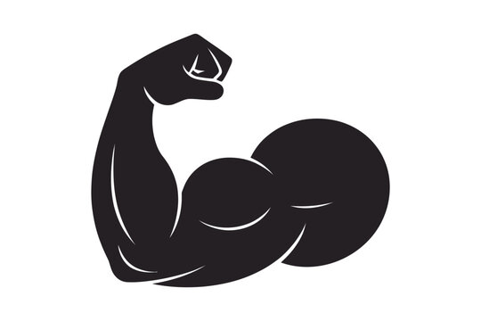 Muscle icon vector, strong muscular arms symbol, fitness strength biceps line and flat style isolated illustration clean design