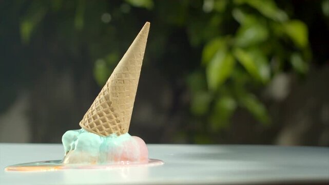 Ice cream cone dropped outdoor 4k uhd shot commercial videos 