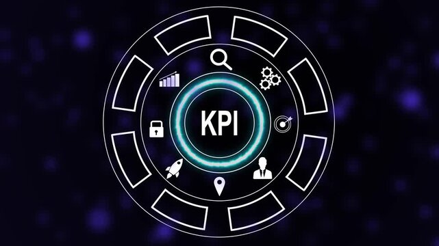 Dynamic kpi key performance indicator digital interface animation featuring business growth metrics, strategic data analytics, corporate success tracking, and modern infographic for presentations