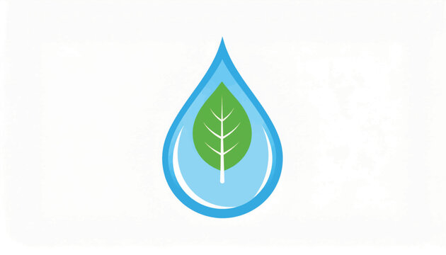 Water Droplet with Green Leaf Inside.