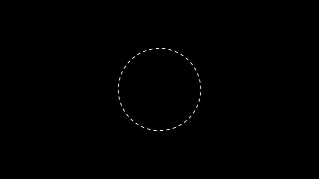 Dotted line circle frame animation. Animation of a dotted line circle path from left to right point.