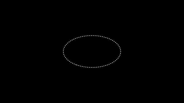 Dotted line circle frame animation. Animation of a dotted line circle path from left to right point.