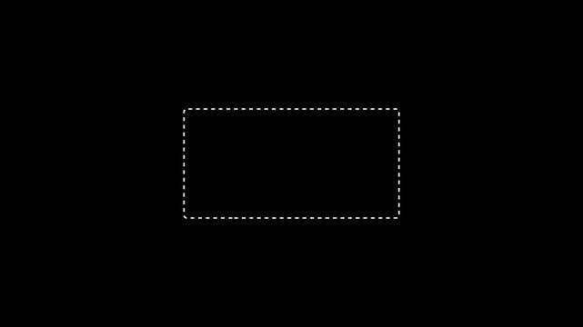 Square frame animation of dotted lines. Dotted line rectangle frame animation.