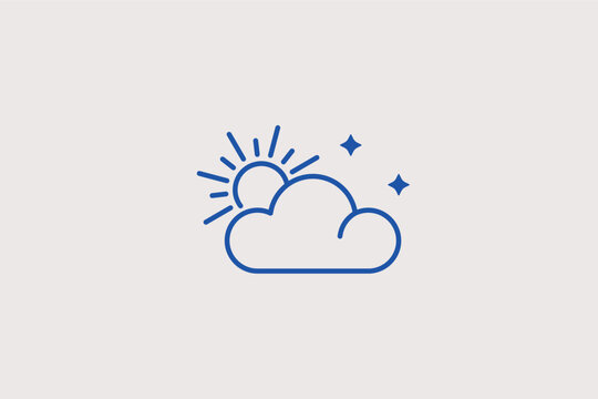Crescent moon and star line icon for clear night skies and astronomical events. Celestial vector illustration for horoscope websites and children&rsquo;s bedtime storybook designs.