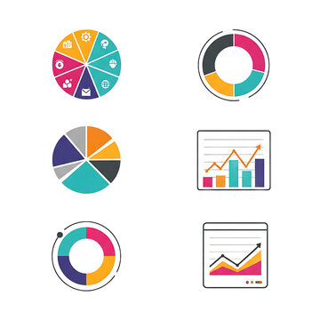 Colorful business charts and graphs.