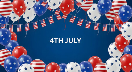 Obraz premium Festive 4th of july celebrating american independence day with balloons flags