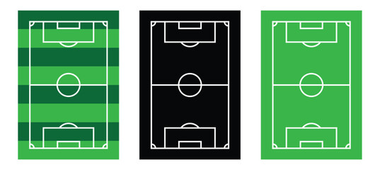 Three aerial views of soccer fields green black and green variations. © Md. Latif Mamun