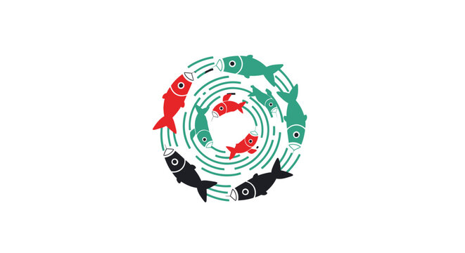 Colorful Koi Fish Swimming Circle.