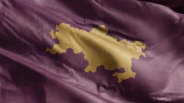 Majestic Kosovo flag unfurling gracefully, highlighting national unity and pride in motion
