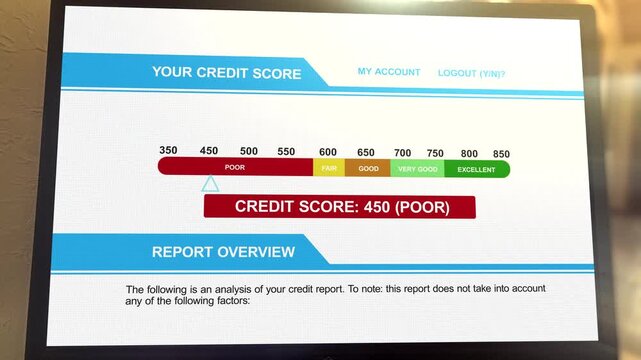  Computer Search Result for 450 Bad Credit Score - Debt Management Concept