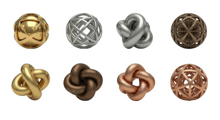 Fototapeta premium 3d rendered abstract metal geometric shapes displayed on a plain white background decorative and conceptual designs