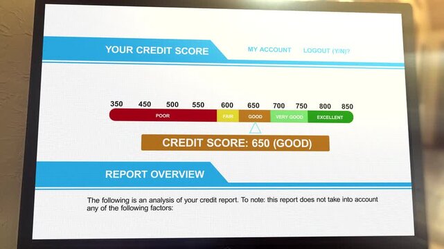 Computer Search Result for 650 Good Credit Score - Debt Management Concept