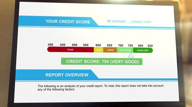 Computer Search Result for 750 Good Credit Score - Debt Management Concept