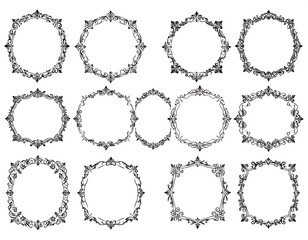 Obraz premium Set of ornate circular and square frames