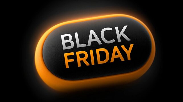 Ovales leuchtendes orangefarbenes Logo mit der Aufschrift &bdquo;Black Friday" auf schwarzem Hintergrund.