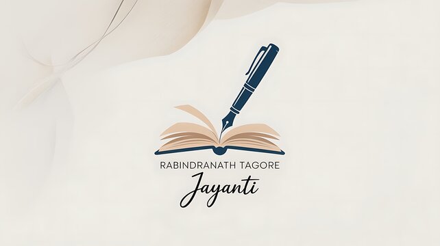 Open book with pen, rabindranath tagore jayanti