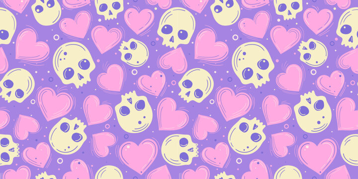 Mini Gothic Skull and Heart Pattern