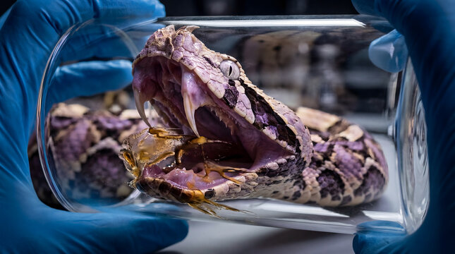 Viper venom extraction for medical research in laboratory