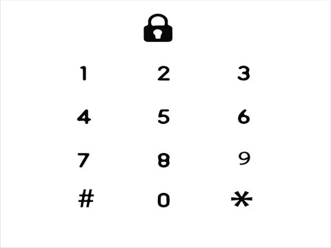 Black and White Keypad with Lock Icon Graphic Design