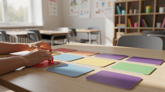 Teacher Hands with Colorful UDL Choice Board Cards Inclusive Classroom