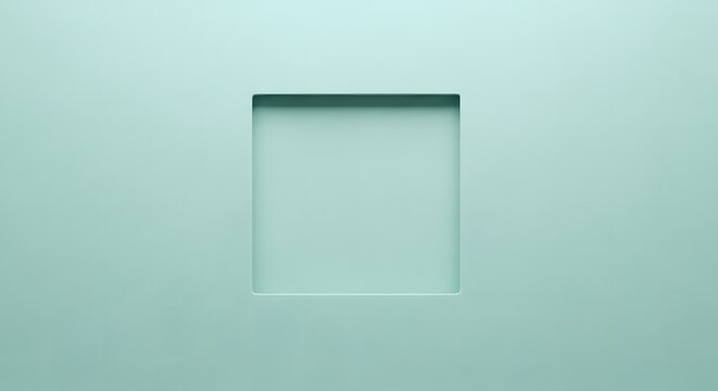 Square recessed panel on light green wall surface