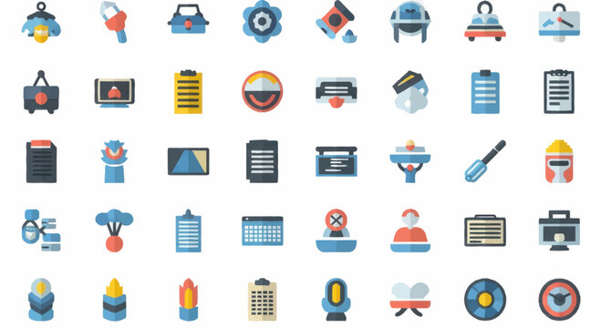 Collection of business and technology icons.