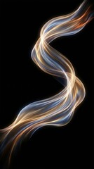 Obraz premium Smooth glowing ribbons of orange, pink, and blue light flow across a black background. Concept of energy, motion, technology, design, music, branding, and abstract background. Generative AI.