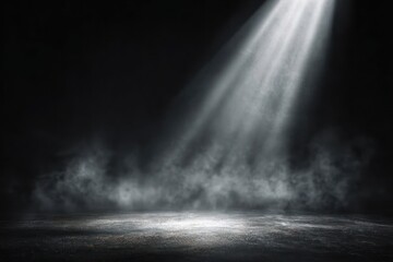 Naklejka premium Spotlight with smoke on black background
