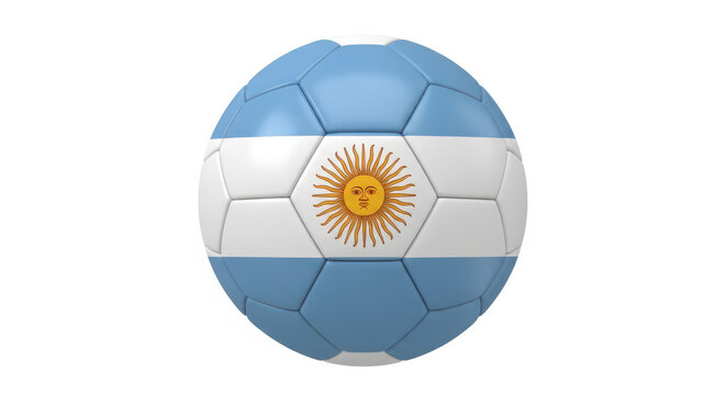 Soccer ball with argentina national flag design elements