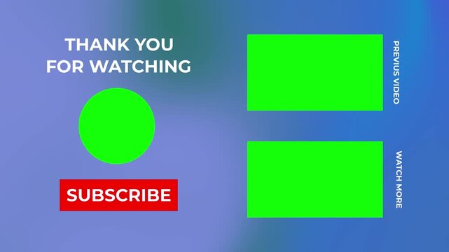 End screen for youtube video with thank you and subscribe prompt. Perfect for brand videos, vlogs, tutorials, and promotional content.